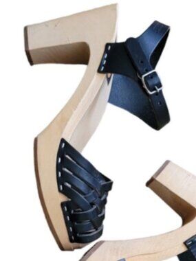 ❤️🔥NEW Swedish Hasbeens Toffel Braided Leather Clog Heels - Women's 40 BLACK